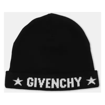 Givenchy Black Star Logo Intarsia Knit Cashmere Beanie