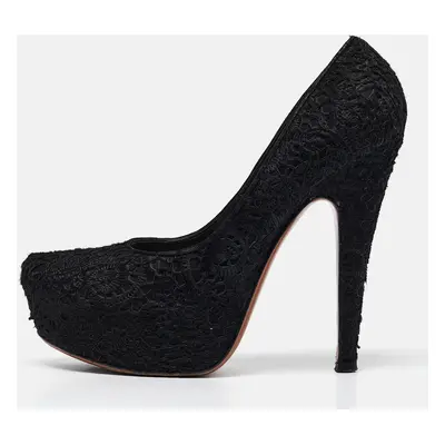 Alaia Black Calfhair and Suede Platform Pumps Size