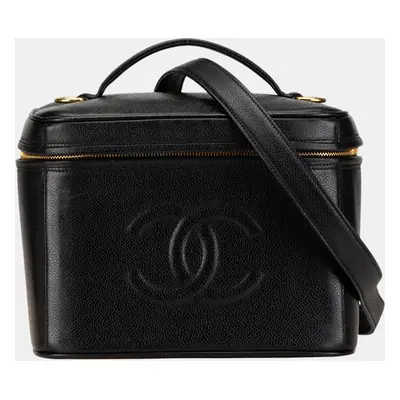 Chanel Black CC Caviar Vanity Train Case