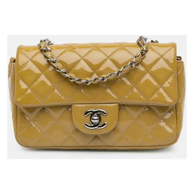 Chanel Yellow Mini Rectangular Classic Patent Single Flap