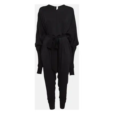 Stella McCartney Black Crepe Loose Fit Belted Jumpsuit