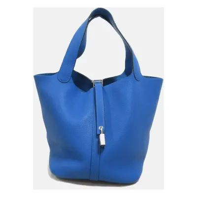 Hermes Blue Leather Picotin Lock MM Handbag