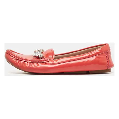 Miu Miu Red Patent Leather Crystal Embellished Smoking Slippers Size