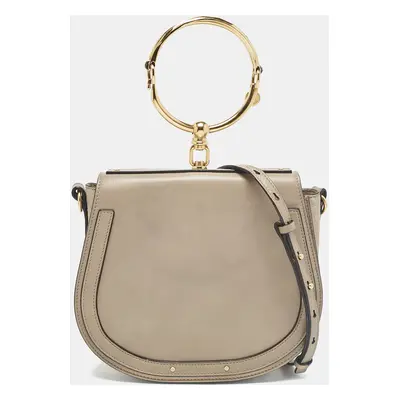 Chloe Grey Leather and Suede Medium Nile Bracelet Shoulder Bag