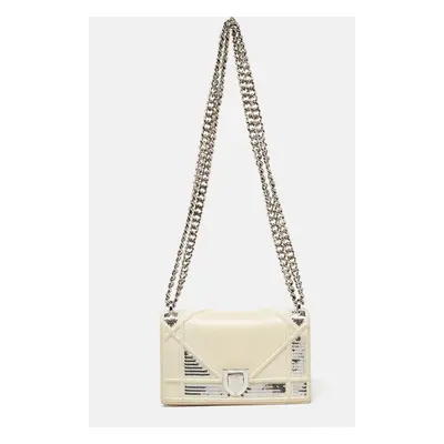 Dior Off White Leather and Sequin Mini Diorama Flap Bag