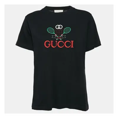 Gucci Black Embroidered Knit Round Neck T-Shirt