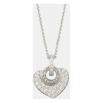 Bvlgari 18K White Gold and Diamond Cuore Pendant Necklace