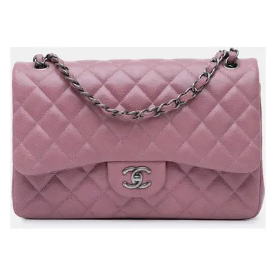 Chanel Pink Jumbo Classic Caviar Double Flap