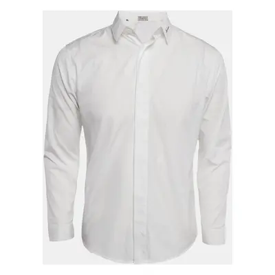 Dior Homme White Logo Embroidery Cotton Button Front Shirt