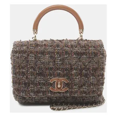 Chanel Brown Tweed Knock on Wood Satchel