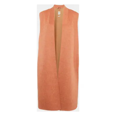 Hermes Pink Cashmere Sleeveless Open Front Mid Length Coat