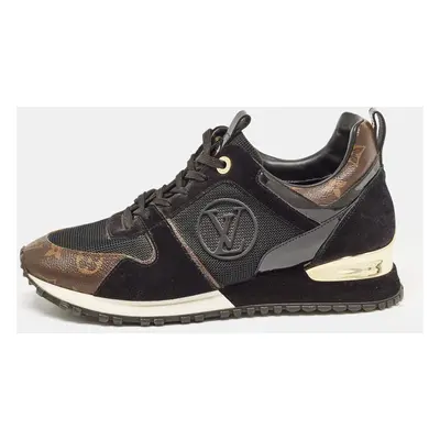 Louis Vuitton Black/Brown Mesh and Monogram Canvas Run Away Sneakers Size