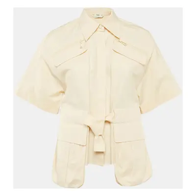 Fendi Beige Cotton Pocket Detail Button Front Shirt