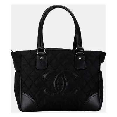 Chanel Black Quilted Nylon Paris-New York Line Tote