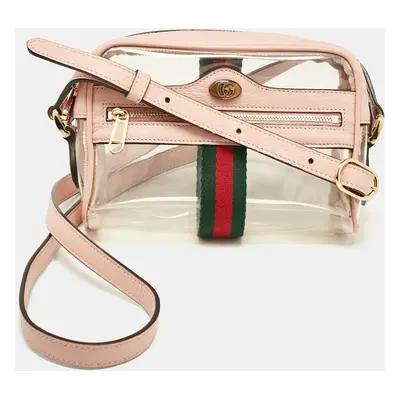 Gucci Light Pink Leather and PVC Mini Ophidia Crossbody Bag