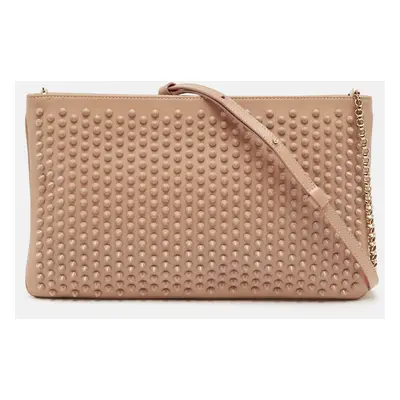 Christian Louboutin Beige Leather Spike Clutch Bag