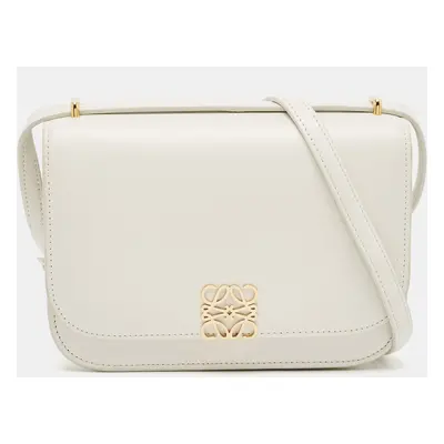 Loewe White Leather Small Goya Flap Shoulder Bag