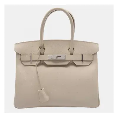 Hermes Ivory Leather Birkin Tote Bag