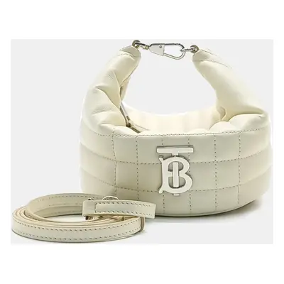 Burberry Ivory Leather Crescent Rolla Bag