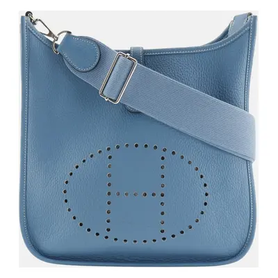 Hermes Blue Leather Evelyne III PM Crossbody Bag