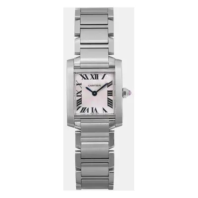 Cartier Silver Stainless Steel Tank Francaise Quartz Women's Wristwatch mm