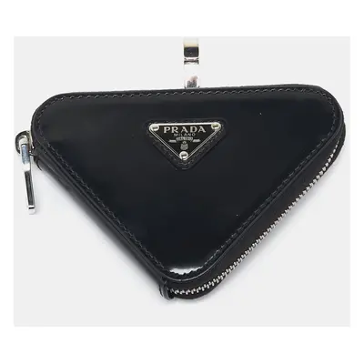 Prada Black Leather Triangle Pouch