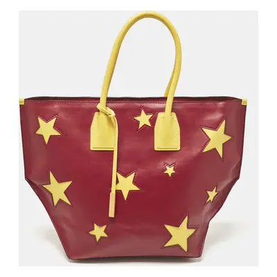 Stella McCartney Red/Yellow Faux Leather Star Cavendish Zip Tote