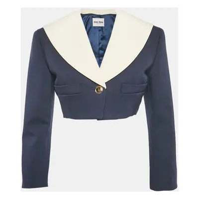 Miu Miu Navy Blue Virgin Wool Crop Jacket