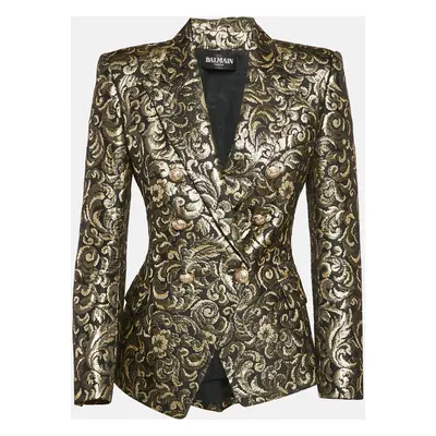 Balmain Black/Gold Brocade Double Breasted Blazer