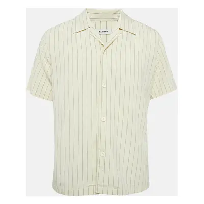 Sandro Beige Stripe Viscose Button Front Shirt