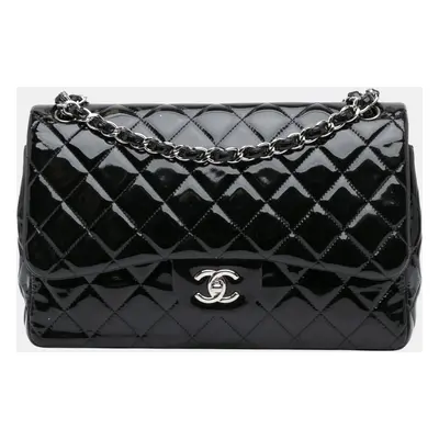 Chanel Black Jumbo Classic Patent Double Flap