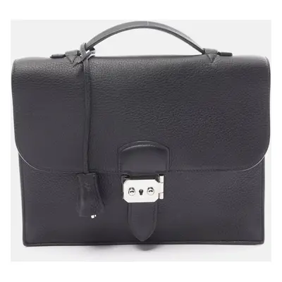 Hermes Black Leather Sac a Depeche Business Bag