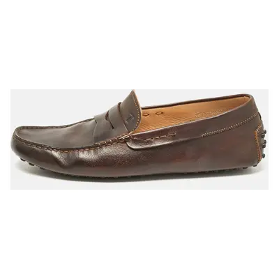 Tod's Dark Brown Leather Slip On Loafers Size 42.5