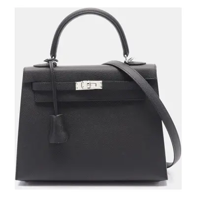 Hermes Black Leather Kelly Tote Bag