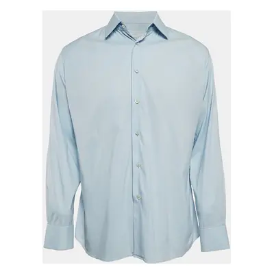 Prada Light Blue Stretch Cotton Button Front Shirt