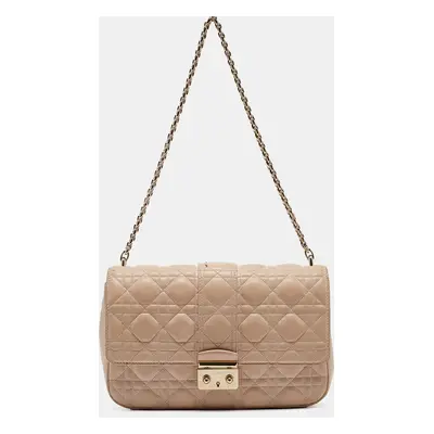 Dior Beige Cannage Leather Miss Dior New Lock Pouch Bag