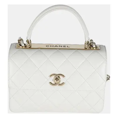 Chanel Grey Quilted Lambskin Small Trendy CC Top Handle Flap Bag