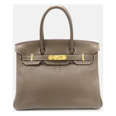 Hermes Grey Togo Leather Birkin Tote Bag