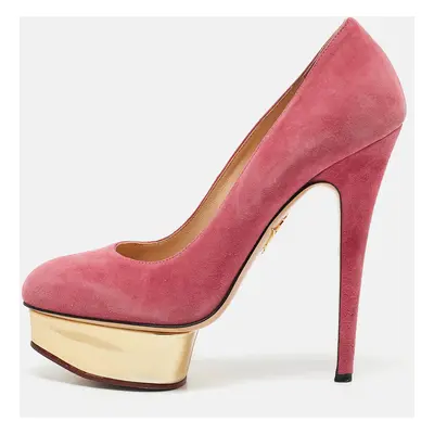 Charlotte Olympia Pink Suede Dolly Platform Pumps Size 39.5