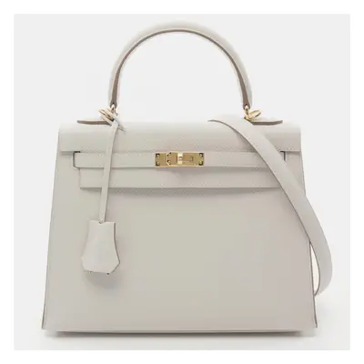 Hermes Gris Pale Epsom Leather Kelly Handbag