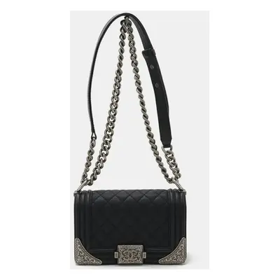 Chanel Black Leather Paris Dallas Boy Chain Shoulder Bag