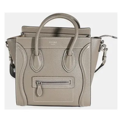 Celine Taupe Drummed Calfskin Nano Luggage