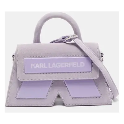 Karl Lagerfeld Purple Suede K/Ikonik Top Handle Bag