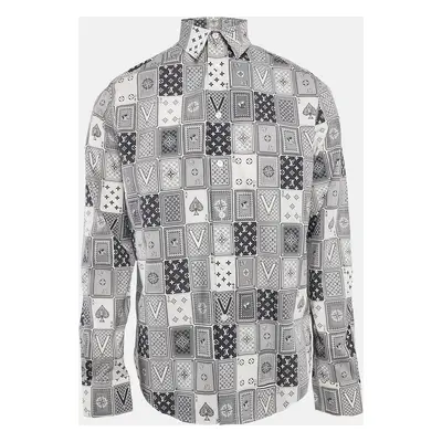 Louis Vuitton Navy Blue/White Printed Cotton Button Front Shirt