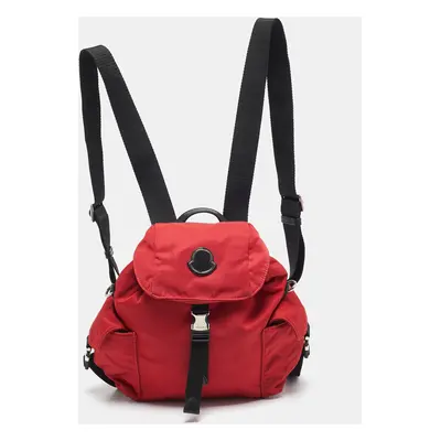 Moncler Red/Black Nylon Drawstring Flap Convertible Backpack