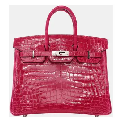 Hermes Rose Mexico Niloticus Crocodile Leather Birkin Bag