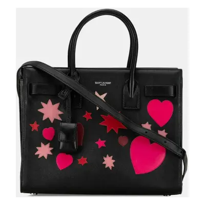 Saint Laurent Paris Black/Pink Leather Classic Sac De Jour Tote Bag