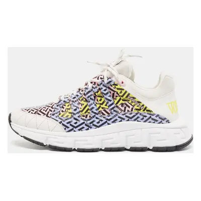 Versace Multicolor Canvas and Leather Trigreca Lace Up Sneakers Size