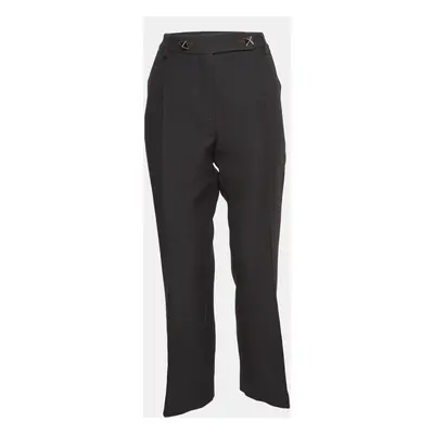 Valentino Black Wool & Silk Blend Button Detailed Trousers