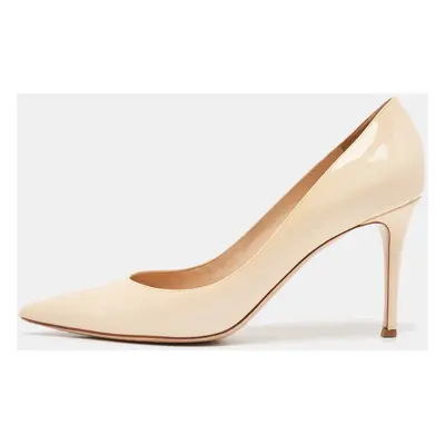 Gianvito Rossi Beige Patent Leather Plexi Pumps Size